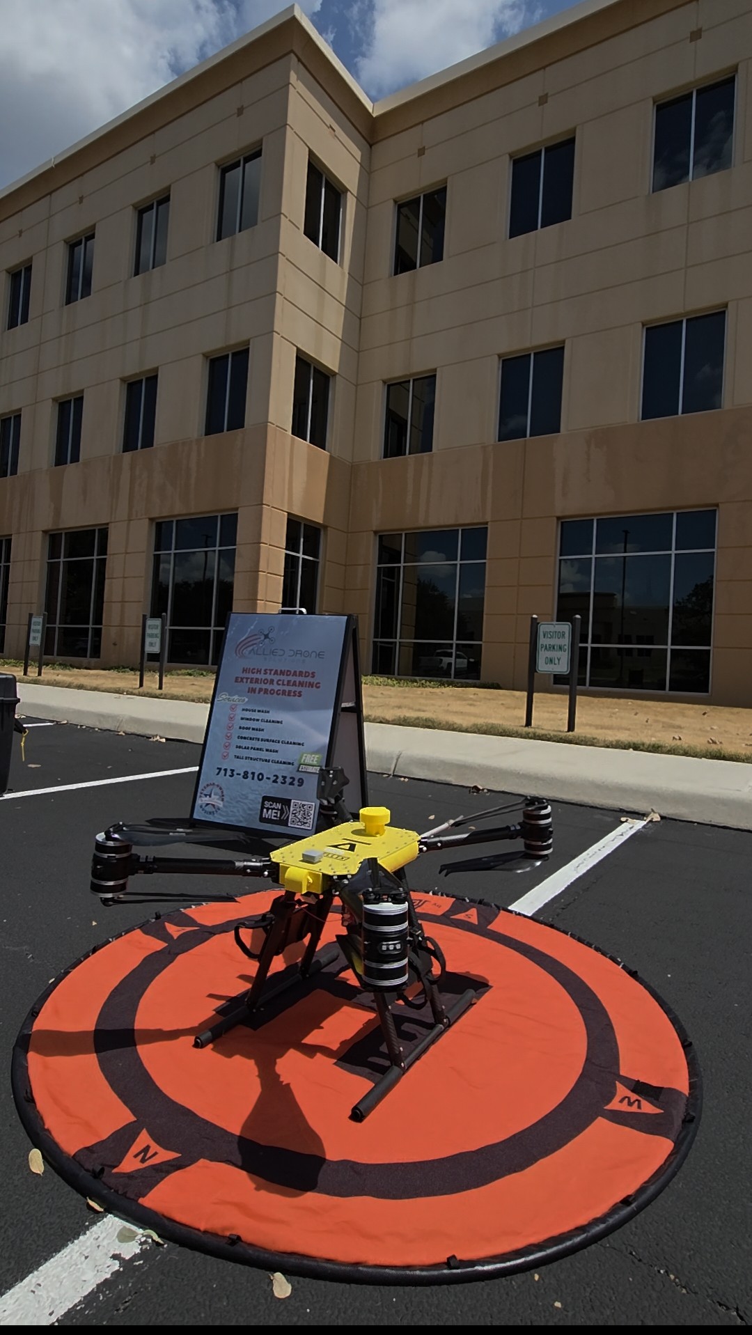 Commercial Building Wash by Drone, San Antonio, TX.